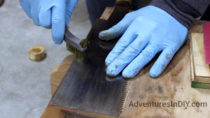 Cleaning The Ryoba Teeth With A Brass Brush